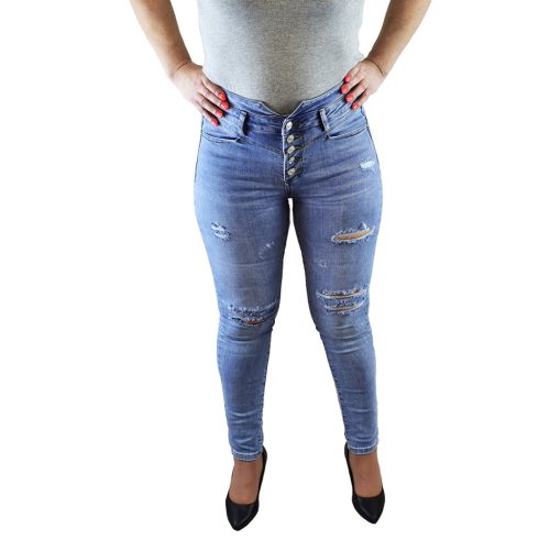 Re-Dress szaggatott farmernadrág – Világoskék